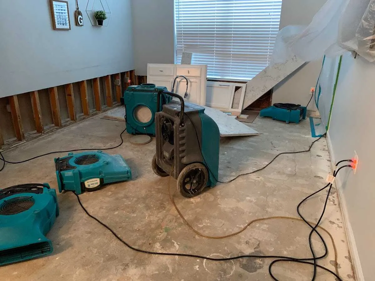 Dehumidifier in flood-cut room for Water Extraction & Removal in Heber